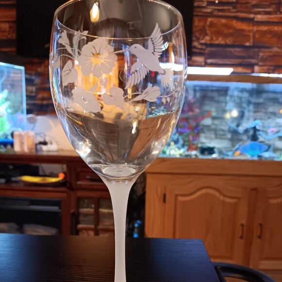 Avon | Kitchen | Avon Hummingbird 24 Lead Crystal Wine Goblet Satin ...